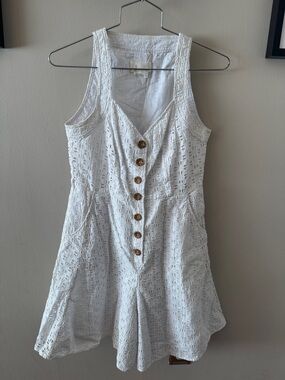Anthropologie White Cotton Button-Front Dress
